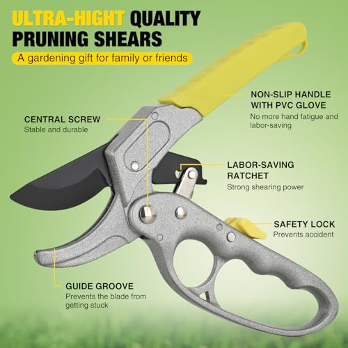 Yesker Pruning Shears Garden Shears 7.8" Professional Garden Scissors Sharp 65 Manganese Steel Blade Heavy Duty Clippers Hand Pruners for Cutting Fresh Flowers Branch Plant Trimming Gardening Tools - size: 1PCS 7.8" Yellow