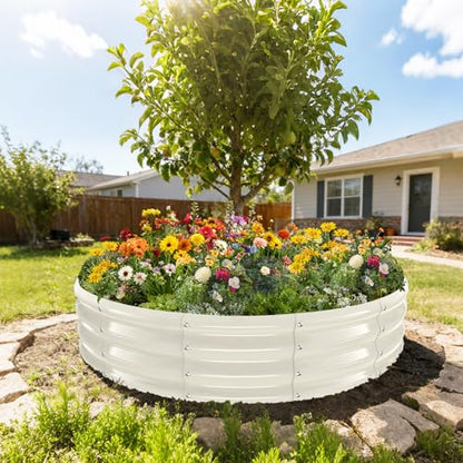 12 Inch Tall 60 Inch Diameter Round White Raised Garden Bed Kits Outdoor - color: Cream White, size: 60 Dia X 12 inches