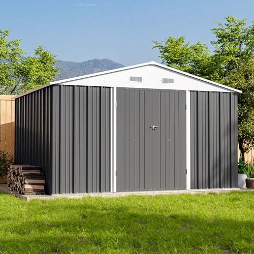 Patiowell Outdoor Storage Shed, 10 x 8 FT, Grey - color: Gray, size: 10x8 FT