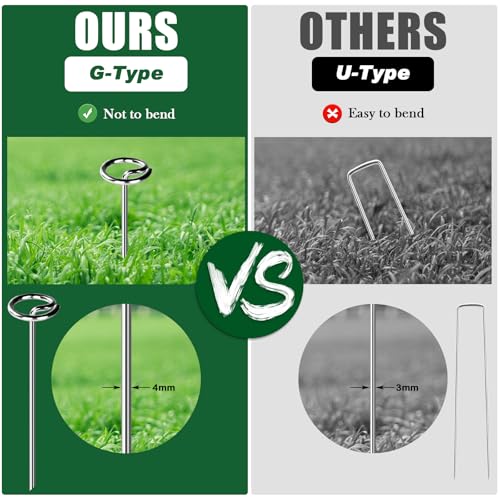 FEED GARDEN 120 Pack Landscape Staples 8 Gauge 6 Inch Galvanized Garden Stakes SOD Pins Yard Lawn Spikes for Plant Cover, Tent, Weed Barrier Fabric, Turf, Inflatable and Outdoor Decoration