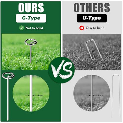FEED GARDEN 120 Pack Landscape Staples 8 Gauge 6 Inch Galvanized Garden Stakes SOD Pins Yard Lawn Spikes for Plant Cover, Tent, Weed Barrier Fabric, Turf, Inflatable and Outdoor Decoration