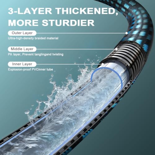 Garden Hose 50ft, Non-Expanding Water Hose Ultra Lightweight, Kink-Free Flexible Hose with 10-Pattern Nozzle, Durable & Abrasion Resistant Outdoor Hose for Yard, Lawn, Marine, RV, and Car Wash (50 FT) - size: 50 FT