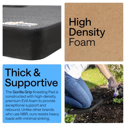 GORILLA GRIP® Extra Thick Foam Kneeling Pad for Gardening, 17.5x11 Black - color: Black