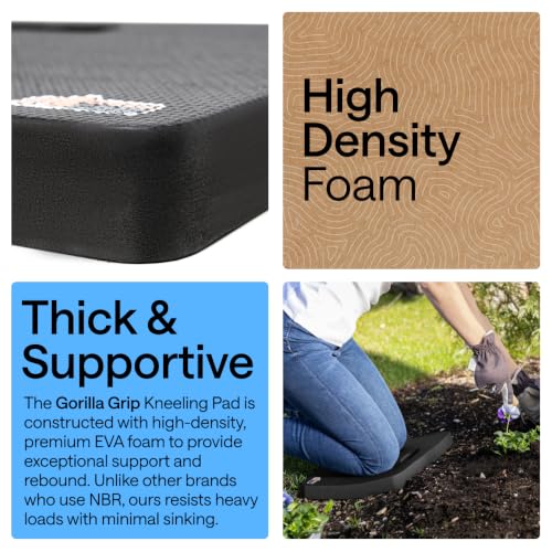 GORILLA GRIP® Extra Thick Foam Kneeling Pad for Gardening, 17.5x11 Black - color: Black