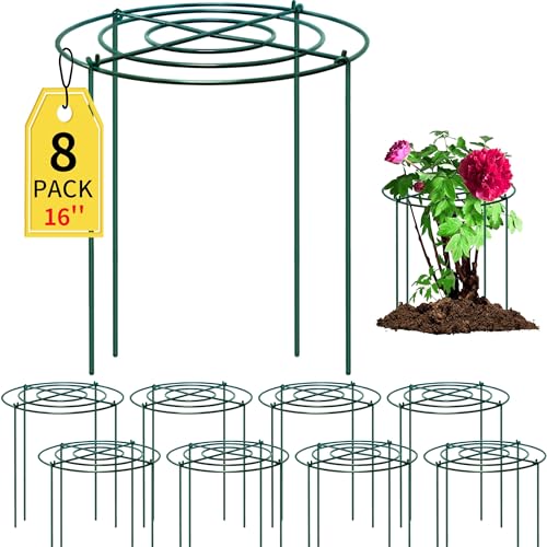 8pack Peony Cages and Supports, 10 x 16 Inch Four Legs Peony Cage, Heavy-Duty Peonies Support Cages, Peony Ring for Roses, Hydrangeas, Sage, Peonies, Cucumbers, Tomato - size: 10"x16"-8pack