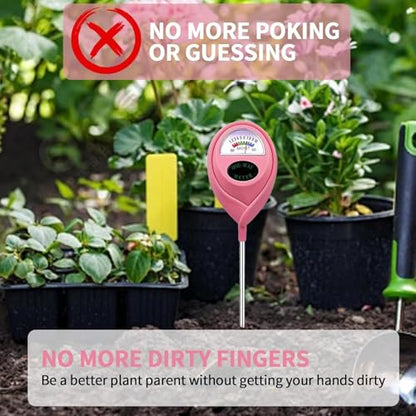 Soil Moisture Meter, Garden Plant Water Meter, Plants Moisture Meter, Lawn Soil Tester, Soil Water Gauge for Potted Plants, Plant Moisture Monitor No Battery Required Free Plant Watering Guide - color: PINK+PINK