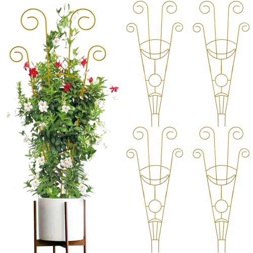 4 PCS 30" Trellis for Climbing Plants Outdoor, Rustproof Metal Support - color: Golden - Moon, size: 4 pack