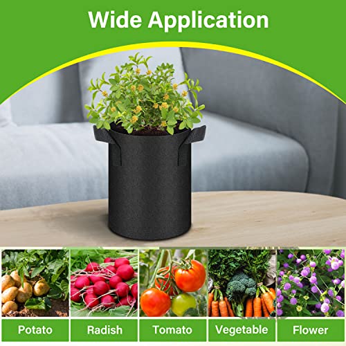 HealSmart 12-Pack 1 Gallon Nonwoven Grow Bags, Aeration Fabric Pots with Handles, Suitable for Garden Fruits, Vegetables and Flowers, Black - color: Black, 12 Pack, size: 1 Gallon