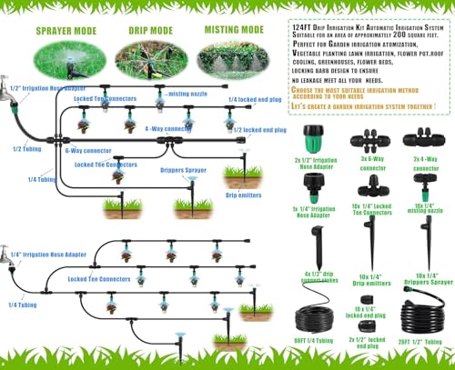 Leak-Proof Drip Irrigation Kit, Quick Connect Irrigation System Kit - size: Complete Drip Irrigation Kit