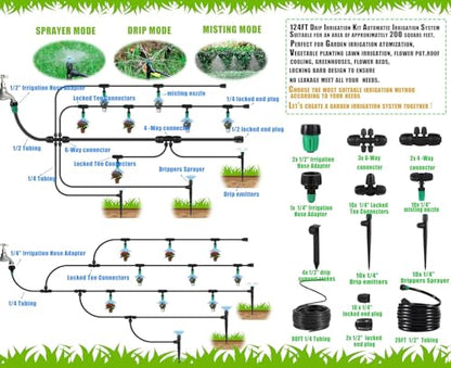 Leak-Proof Drip Irrigation Kit, Quick Connect Irrigation System Kit - size: Complete Drip Irrigation Kit