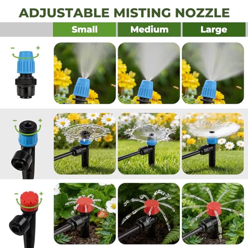 230FT Drip Irrigation System Kit, Quick Connect Garden Watering System, Complete Automatic Drip Irrigation Kit with 1/2" & 1/4" Tubing, Adjustable Emitters for Garden, Raised Beds & Greenhouse - size: 230FT