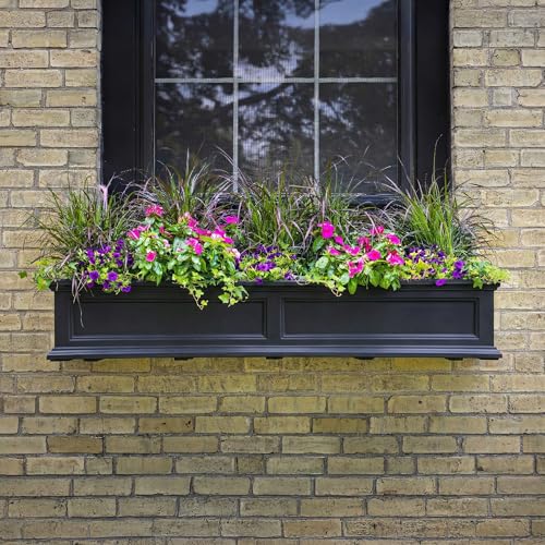 Mayne Fairview 60in Self-Watering Rectangular Window Box Planter, Black - color: Black, size: 60in