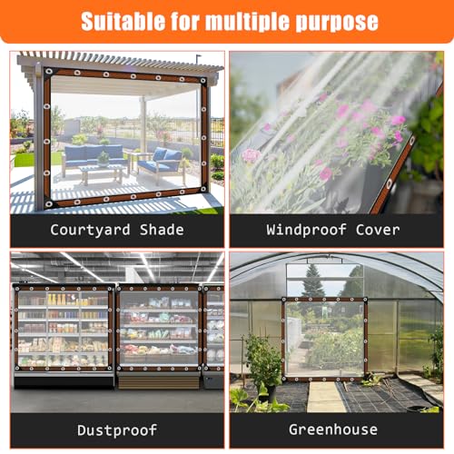 6x8FT Heavy Duty Clear Waterproof Tarp,Outdoor Garden Rainproof Covering - size: 6 x 8 FT