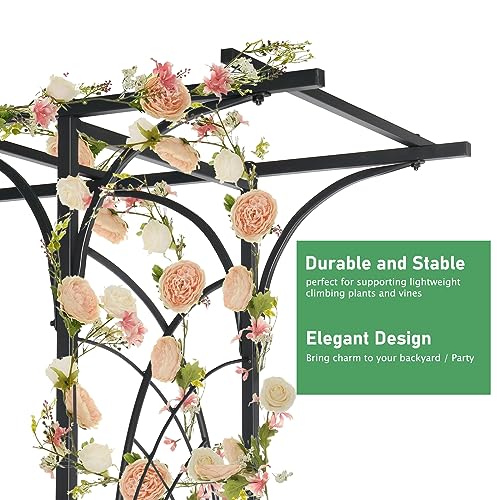 VINGLI Garden Arbor, Arch for Wedding Ceremony Party, Christmas Garden Decor Steel Garden Trellis for Plant Climbing, Arch for Garden, Backyard, Lawn, for Hallowmas (Flat Top) - style: Flat Top