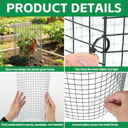 3 Pack Large Wire Plant Protector from Animals 12"x12" Metal Plant Cage - size: 12"x12"
