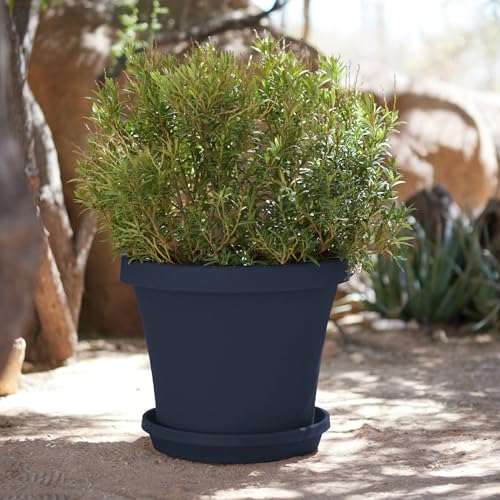 Bloem Terra 24" Plastic Planter, 16 Gallon, Navy, 2-Pack - color: Navy, size: 24" (Pack of 2)