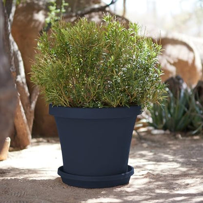 Bloem Terra 24" Plastic Planter, 16 Gallon, Navy, 2-Pack - color: Navy, size: 24" (Pack of 2)