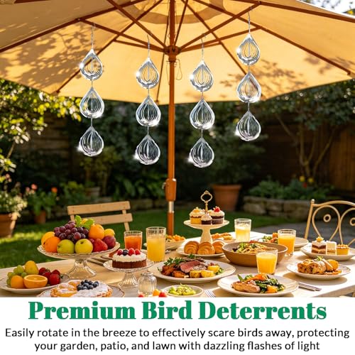 4 Pack Bird Deterrents for Outside - Bird Repellent Devices Outdoor