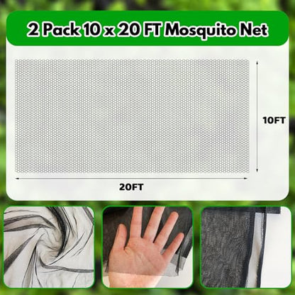2 Pack Mosquito Netting,10 × 20 Ft Mosquito Mesh Screen for Patio,Black - color: Black, size: 10 x 20 Ft - 2 Pack