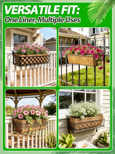 ANPHSIN 24in Tapered Coco Liners for Window Planter Box, 4Pcs, 100% Natural