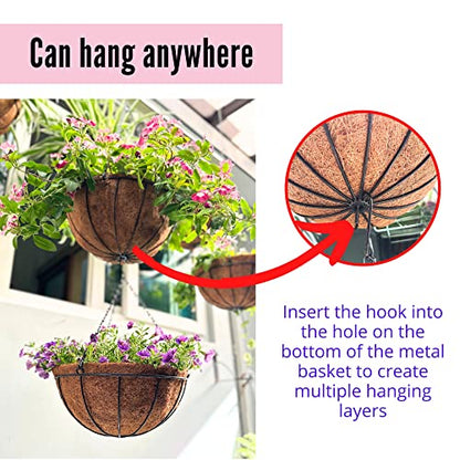 LaLaGreen Outdoor Hanging Baskets (10 in, 10 Pack) Coco Liner Flower Pots - size: 10" x 10 Pack