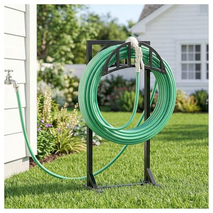 YQSLYSF Garden Hose Holder Stand, Water Hose Reel Storage Rack - color: Matte Black
