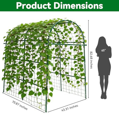 Garden Arch Trellis for Climbing Plants Outdoor - 83" H*71" W*43" L (Green) - size: 71"×44"×83"-G