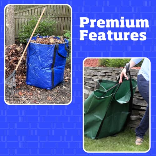 DURASACK Heavy Duty Home and Yard Bags 48-Gallon Reusable Self-Standing Lawn and Leaf Bags Garbage Can with Reinforced Handles, Gingham Green, 3 Pack - color: Gingham Green
