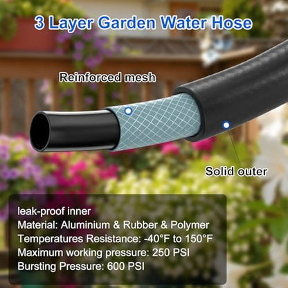 Short Garden Lead-In Hose, 6 Feet Flexible Leader Water Hose 5/8" Female