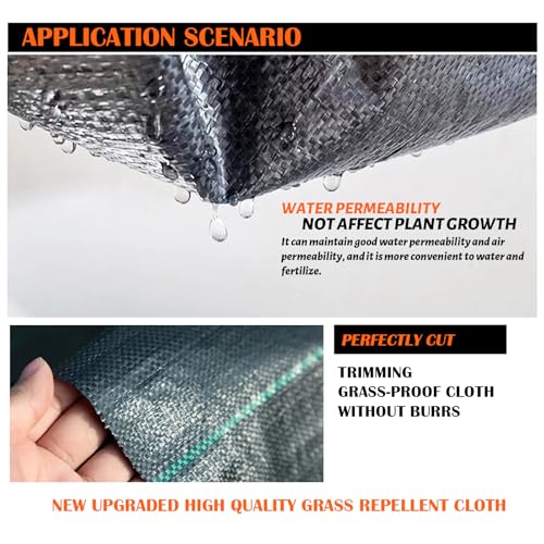 6 Size Weed Barrier Landscape Fabric Heavy Duty Gardening Weed Control Mat,Woven Weed Cloth Geotextile Fabric for Landscaping Driveway Farm Greenhouse (6x100FT)