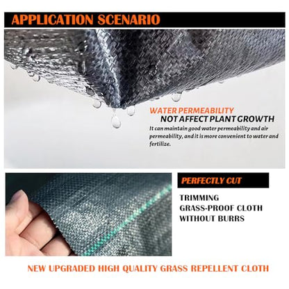 6 Size Weed Barrier Landscape Fabric Heavy Duty Gardening Weed Control Mat,Woven Weed Cloth Geotextile Fabric for Landscaping Driveway Farm Greenhouse (6x100FT)