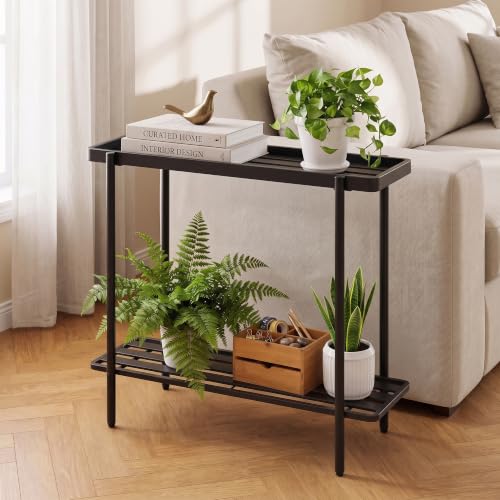 2 Tier Metal Plant Stand, Window Plant Shelves Indoor Outdoor - color: Metal