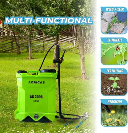 Battery Powered Backpack Sprayer 2.6 Gallon, 0-70 PSI Adjustable Pressure, Long-Lasting Lithium-Ion Battery&Charger, 7 Nozzles, Lawn and Garden Electric Sprayer for Weed/Pest Control Watering and more - color: Model3-AG2006-2.6 Gal