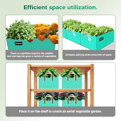 2 Pcs 4x2x1Ft 8 Grids Raised Garden Bed for Outdoor Vegetables - size: 60 gallon