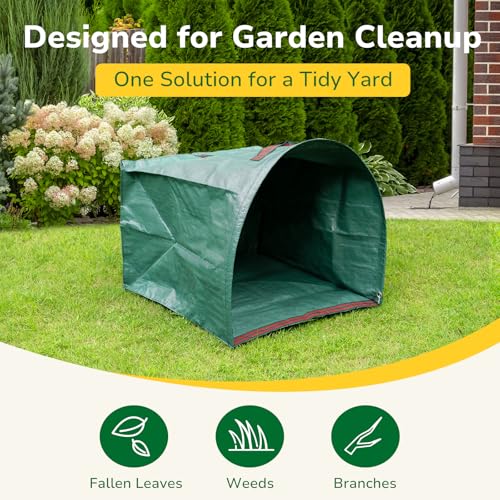 GreatBuddy 53 Gallon Yard Waste Bags, 2-Pack Reusable PP Garden Leaf Bags with Handles, Self-Standing Foldable Lawn Bag for Grass, Twigs and Debris Outdoor Cleanup - size: 53gal-2 packs, style: Dust-Pan