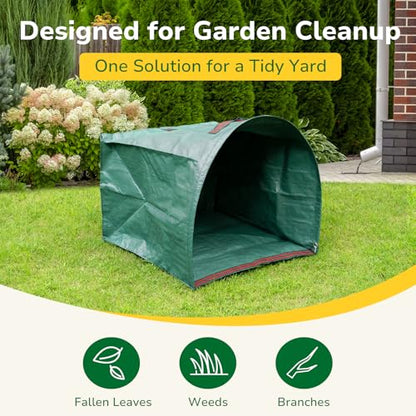 GreatBuddy 53 Gallon Yard Waste Bags, 2-Pack Reusable PP Garden Leaf Bags with Handles, Self-Standing Foldable Lawn Bag for Grass, Twigs and Debris Outdoor Cleanup - size: 53gal-2 packs, style: Dust-Pan