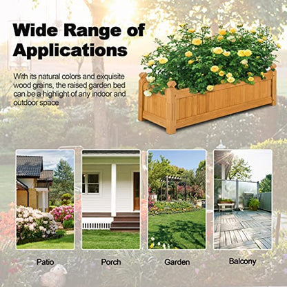 S AFSTAR Wooden Raised Garden Bed, Outdoor Rectangular Plant Box W/Drainage Holes, Wood Raised Planter for Vegetable Fruit Flower, Rise Planter Container for Yard Patio Garden 43.5" L x 16" W x 14" H - size: 43.5" x 16" x 14"
