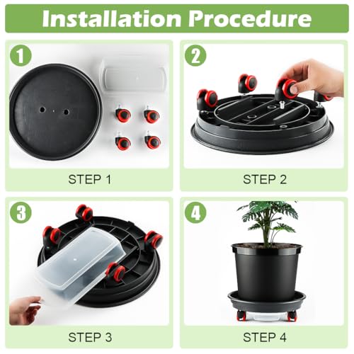 RooTrimmer 13 Inch Plant Stand Rolling Tray Plant Caddy with Wheels and Removable Drainage Holes and Drip Tray Plant Dolly for Heavy Duty Large Plants Rollers (2 Pack) - size: 13.4 In