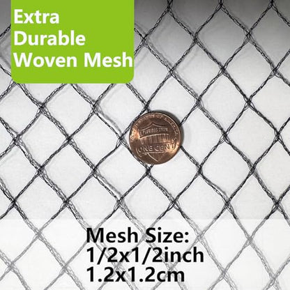 POYEE 10x50ft Bird Netting, 1/2 inch Mesh, Heavy Duty Garden Netting - size: 10 x 50 FT