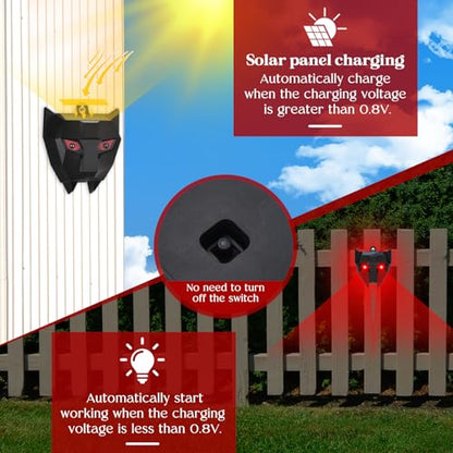 4 Pack Solar Animal Repellent,Waterproof Solar Nocturnal Animal Deterrent Device with Flashing Lights - Chase Away Raccoon,Coyote,Deer,Fox,Cat,Outdoor Pest Control for Garden, Chicken Coop & Farm
