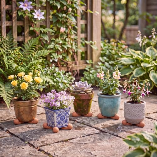 LemonRoad 12 Set Terra Cotta Cement Pot Feet for Outdoor Planters, Round - style: Round