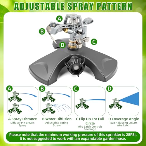 Reallnaive 3 Pcs Pulsating Sprinklers for Yard ABS Weighted Base - style: ABS Base