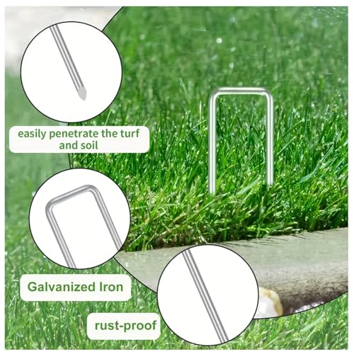 100 Pack 6 Inch Garden Stakes, Galvanized Landscape Staples for Weed Barrier Fabric, Heavy Duty Sod Pins Securing Pegs Netting Ground Sheets Irrigation Tubing (12 INCH-50Packs) - size: 12 INCH-50Packs