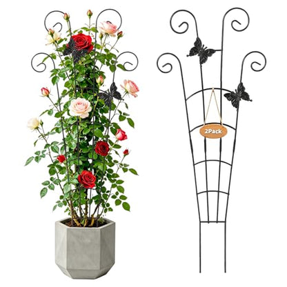 30" Metal Plant Trellis 2 Pack, Adjustable Height for Potted Plants