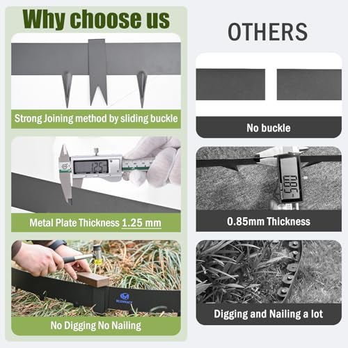 20ft. Garden Landscape Edging with Gloves 6 Pack 6 inch, Black - color: Powder-Coated Black, size: 6 Pack (40 x 6IN)