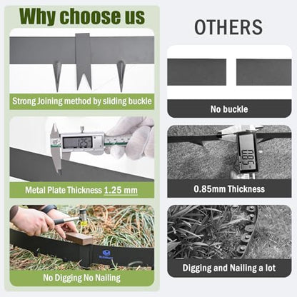 33ft. Metal Landscape Edging 4.5 inch (2" Above Ground, 2.5" Below Ground) - color: Powder-Coated Black, size: 10 Pack (40 x 4.5IN)