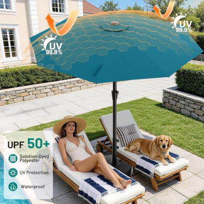 AreShark 9FT Outdoor Patio Umbrella with Tilt and Crank, Lake Blue - color: Lake Blue, size: 9ft