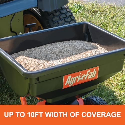 Agri-Fab Tow Behind Broadcast Spreader for Seed and Fertilizer, 85 lb Poly Hopper Capacity with Cable Flow Control, Made in USA - style: 85 lb. Cable Control Tow-Behind Spreader