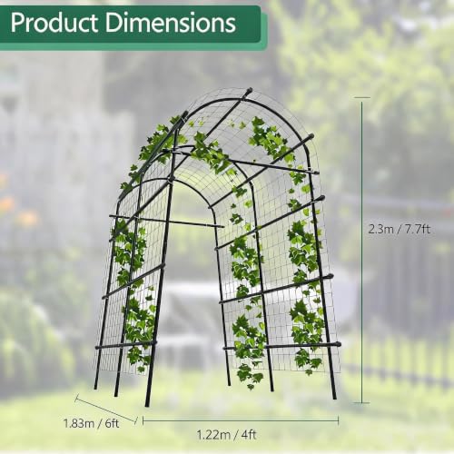 Garvee Metal Garden Arch Trellis 7.7Ft Black - size: 7.7x6x4 Ft