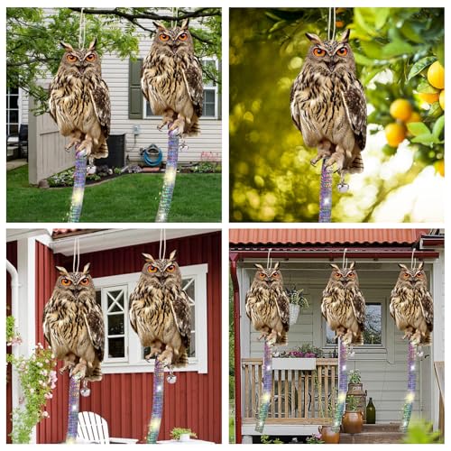 Fake Owl to Keep Pigeon Away, 2PCS Flat Garden Owl - color: Light Brown Owl 2pcs